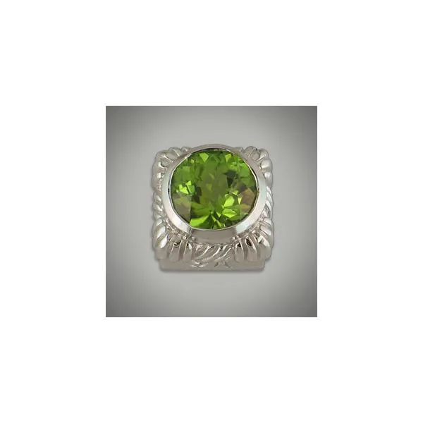 Retired Caerleon Diamond Cut Round Peridot Square Bezel