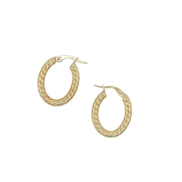 14 Karat Yellow Gold Small Oval Spiral Hoop Earrings similar item image