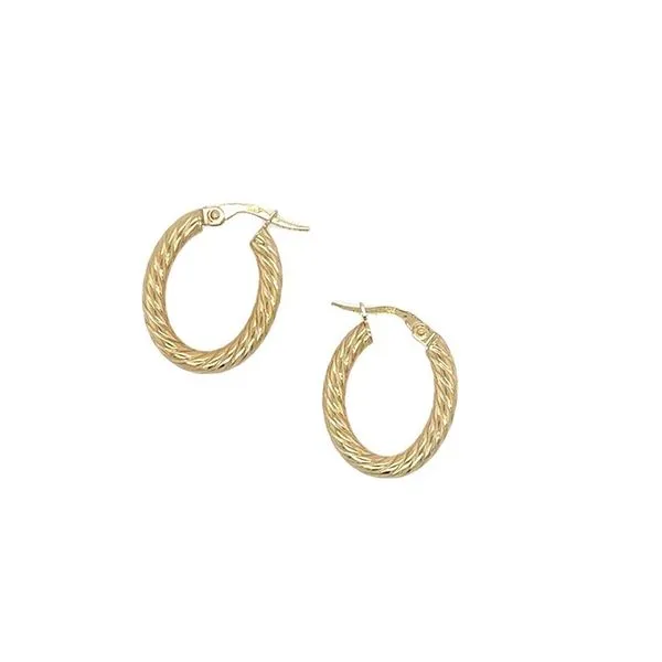 Yellow Gold Oval Spiral Hoop Earrings Lee Ann's Fine Jewelry Russellville, AR