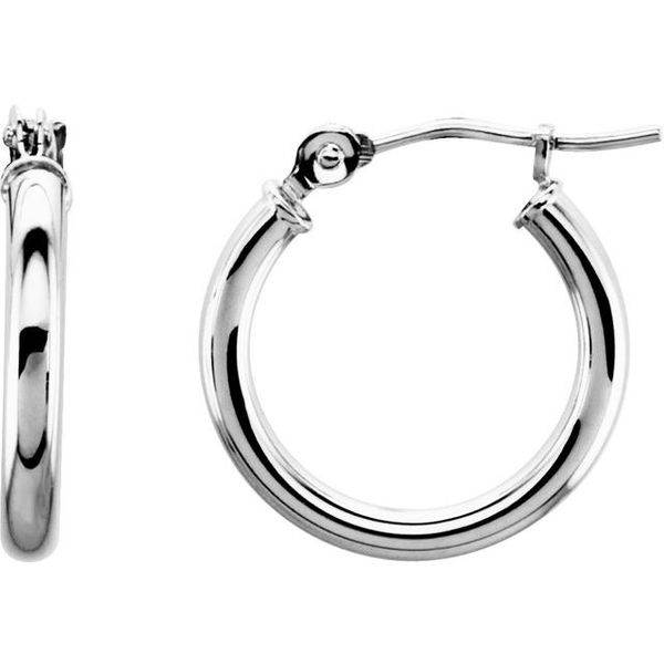 14K White 15 mm Tube Hoop Earrings Lee Ann's Fine Jewelry Russellville, AR
