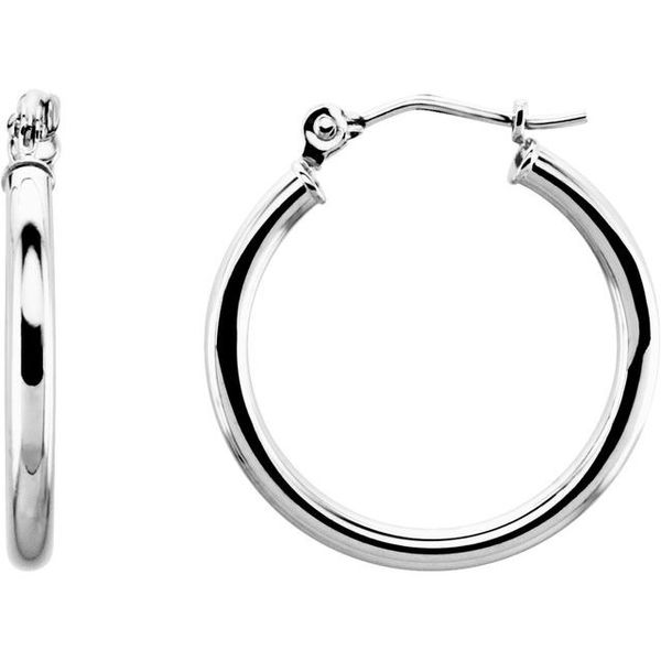 14K White 30 mm Tube Hoop Earrings Lee Ann's Fine Jewelry Russellville, AR