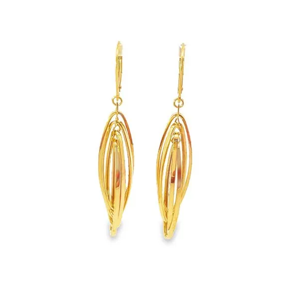Lady's Yellow 14 Karat Dangle Leverback Oval Earrings Lee Ann's Fine Jewelry Russellville, AR