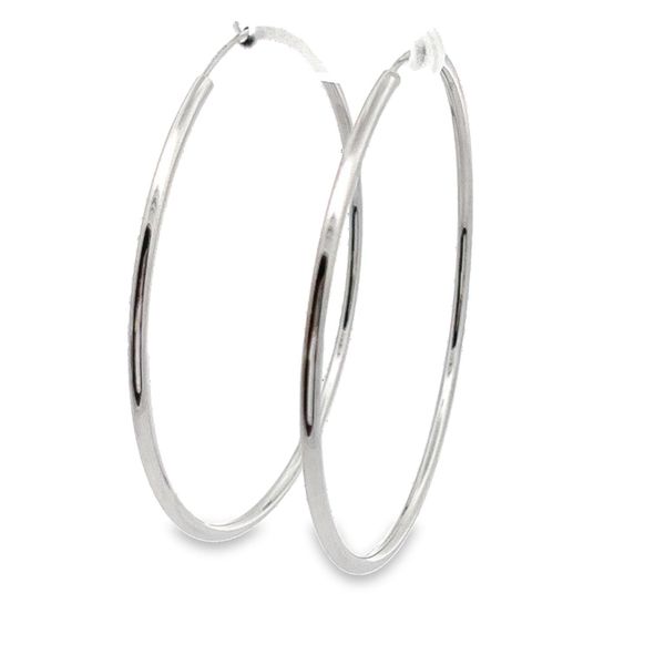 Lady's White 14 Karat 2.25" Endless Hoop Earrings Lee Ann's Fine Jewelry Russellville, AR