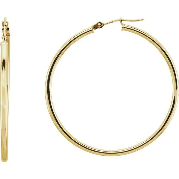 Lady's Yellow 14 Karat 2X25mm Hoop Earrings Lee Ann's Fine Jewelry Russellville, AR
