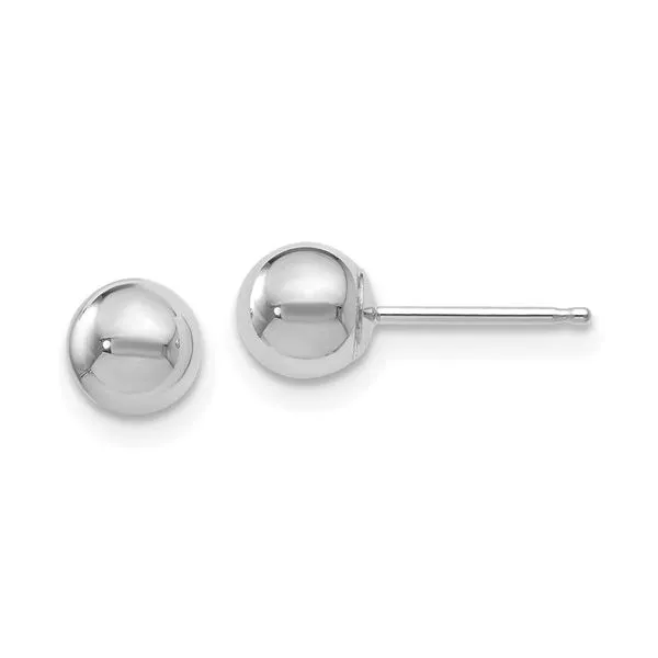 Lady's White 14 Karat 5Mm Gold Ball Studs Earrings Lee Ann's Fine Jewelry Russellville, AR