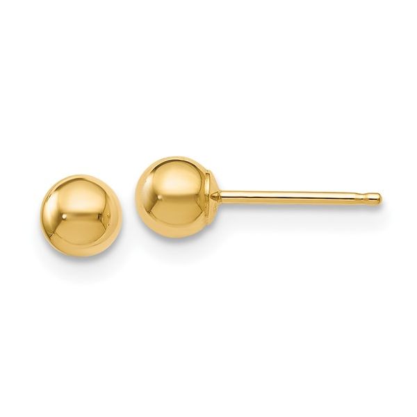 Lady's Yellow 14 Karat 5MM Gold Ball Studs Earrings Lee Ann's Fine Jewelry Russellville, AR