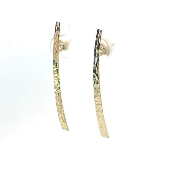 Lady's Yellow 14 Karat Hammered Bar Earrings Lee Ann's Fine Jewelry Russellville, AR