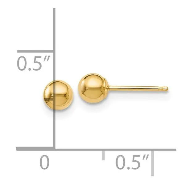 Lady's Yellow 14 Karat 4Mm Gold Ball Studs Earrings Image 3 Lee Ann's Fine Jewelry Russellville, AR