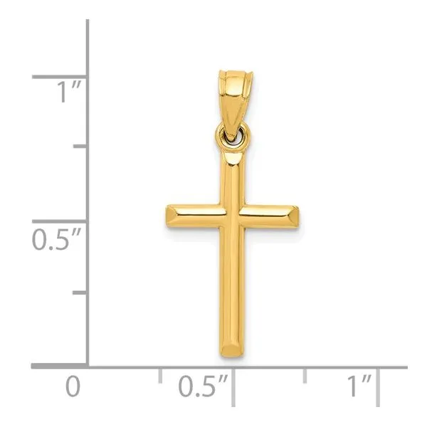 Yellow 10 Karat Hollow Cross Charm Image 3 Lee Ann's Fine Jewelry Russellville, AR