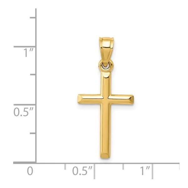Yellow 14 Karat Hollow Cross Pendant Image 3 Lee Ann's Fine Jewelry Russellville, AR