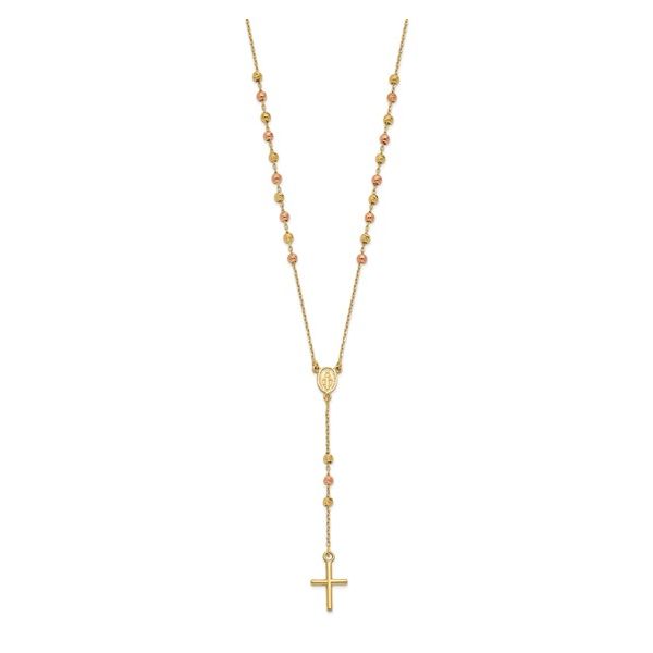 Leslie's 14K Yellow and Rose Gold Cross Y-Drop Necklace Lee Ann's Fine Jewelry Russellville, AR