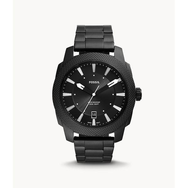 Men's Fossil Machine Three-Hand Date Black Stainless Steel Watch Lee Ann's Fine Jewelry Russellville, AR