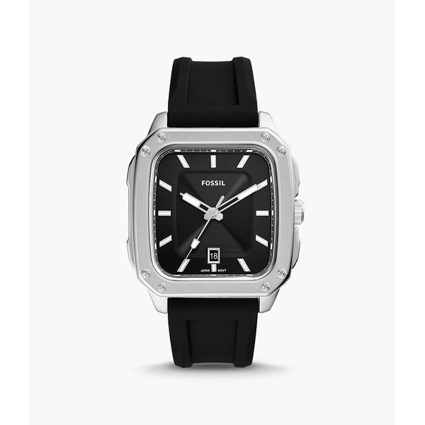 Men's Fossil Inscription Three-Hand Date Black Silicone Watch Lee Ann's Fine Jewelry Russellville, AR