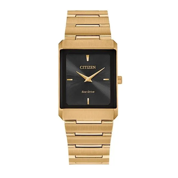 Mens Gold-Tone Stainless Steel Stiletto Watch