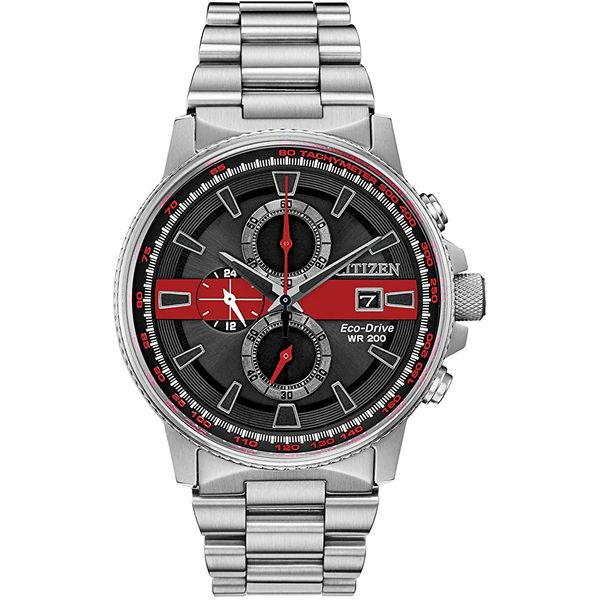 Men's Citizen Thin Red Line Chronograph Watch Lee Ann's Fine Jewelry Russellville, AR
