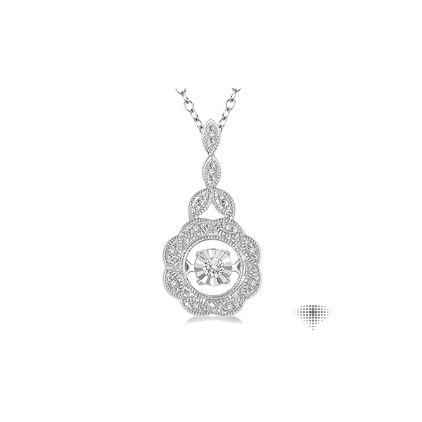 Sterling Silver Floral Diamond Pendant Necklace Lee Ann's Fine Jewelry Russellville, AR