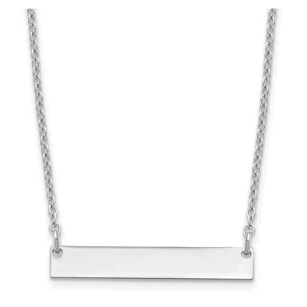 Sterling Silver/Rhodium-plated Small Polished Blank Bar Necklace Lee Ann's Fine Jewelry Russellville, AR