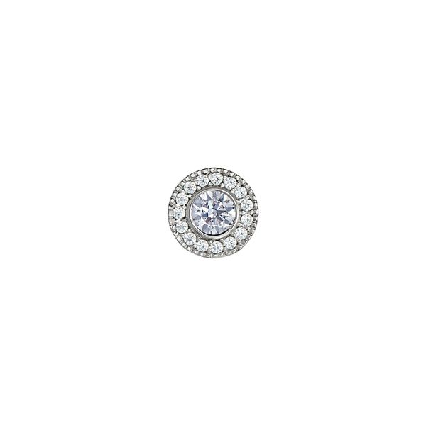 Platinum Finish Sterling Silver Micropave Round Simulated Alexandrite Charm Lee Ann's Fine Jewelry Russellville, AR