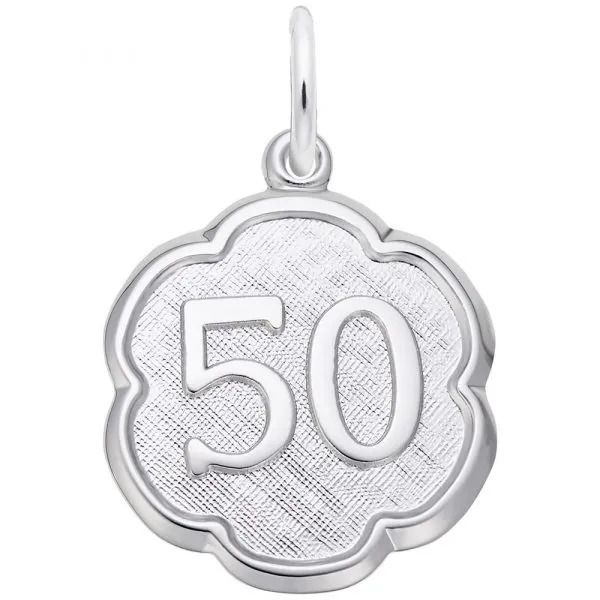 Lady's Sterling Silver Number Fifty Scalloped Disc Charm Lee Ann's Fine Jewelry Russellville, AR