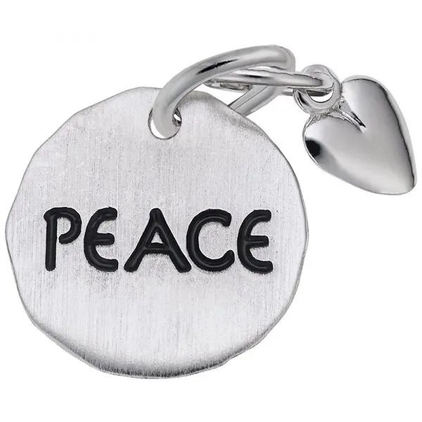 Lady's Sterling Silver Peace Tag with Heart Accent Charm Lee Ann's Fine Jewelry Russellville, AR