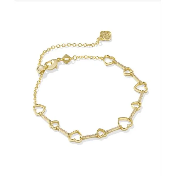 Haisley Heart Goldtone Delicate Chain Bracelet with Clear Crystals Lee Ann's Fine Jewelry Russellville, AR