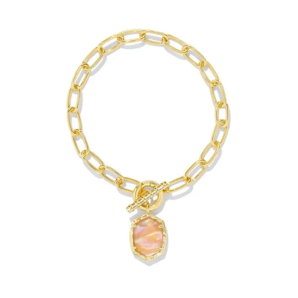 Kendra Scott Light Pink Iridescent Abalone Gold Chain Bracelet Lee Ann's Fine Jewelry Russellville, AR