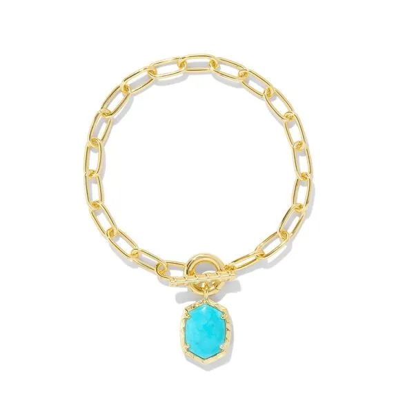 Kendra Scott Variegated Turquoise Gold Chain Bracelet Lee Ann's Fine Jewelry Russellville, AR