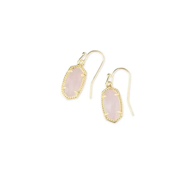 Kendra Scott Rose Quartz Gold Drop Earrings Lee Ann's Fine Jewelry Russellville, AR