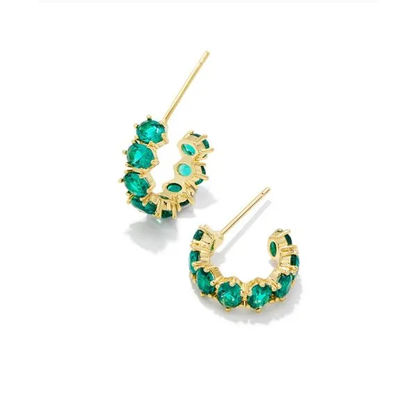 Kendra Scott Green Crystal Gold Huggie Earrings Lee Ann's Fine Jewelry Russellville, AR
