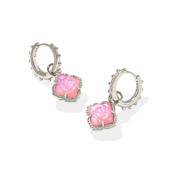 Rhodium Plated Kendra Scott Rose Huggie Earrings
