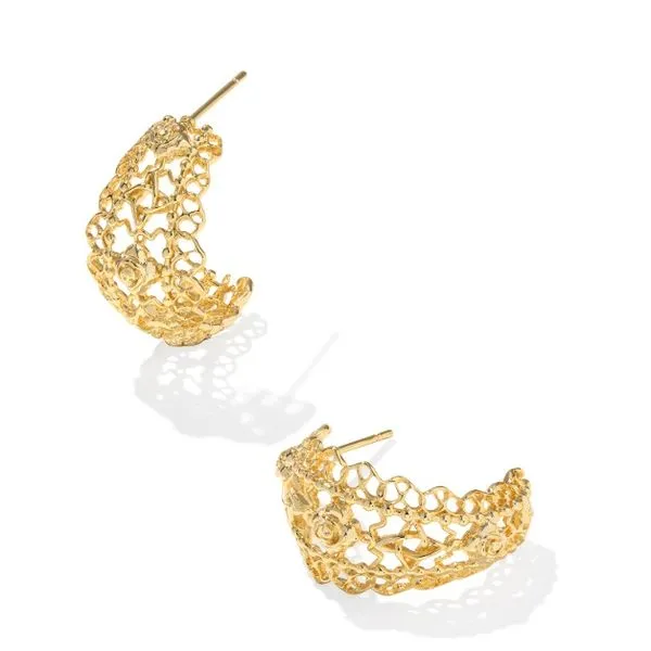 Gold Plated Lace Huggie Earrings