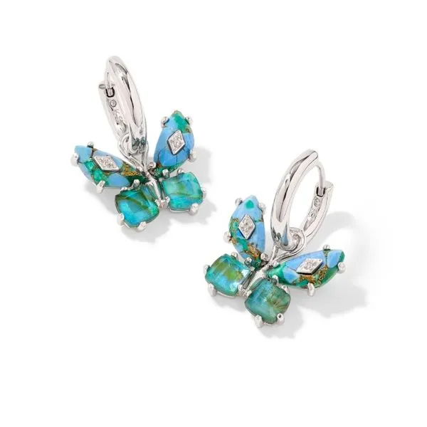 Rhodium Plated Bianca Butterfly Huggie Earrings