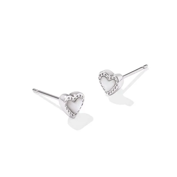 Kendra Scott Mini Ari Heart Rhodium Earring Lee Ann's Fine Jewelry Russellville, AR