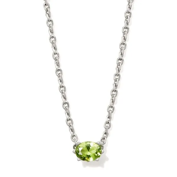 Rhodium Green Peridot Crystal Pendant Necklace Lee Ann's Fine Jewelry Russellville, AR