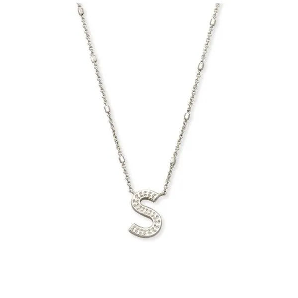 Rhodium Plated Letter S Necklace