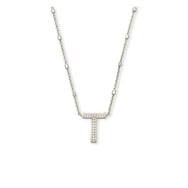 Rhodium Plated Letter T Necklace