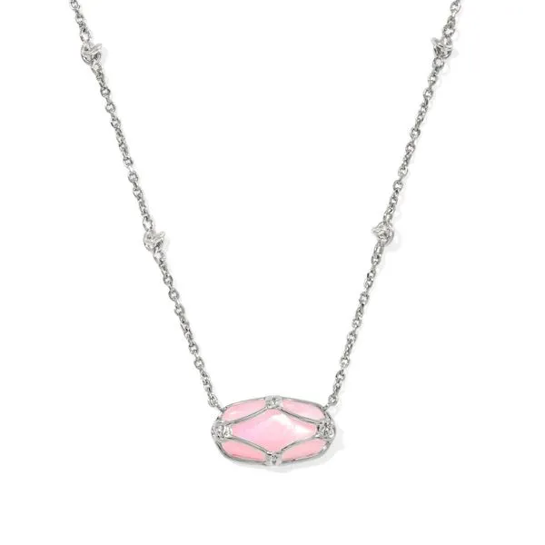 Rhodium Plated Elisa Lattice Frame Necklace Lee Ann's Fine Jewelry Russellville, AR
