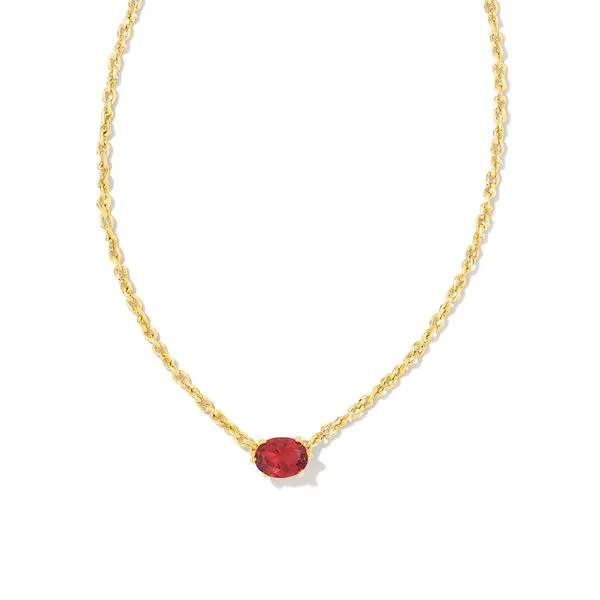 Kendra Scott Red Crystal Gold Pendant Necklace Lee Ann's Fine Jewelry Russellville, AR