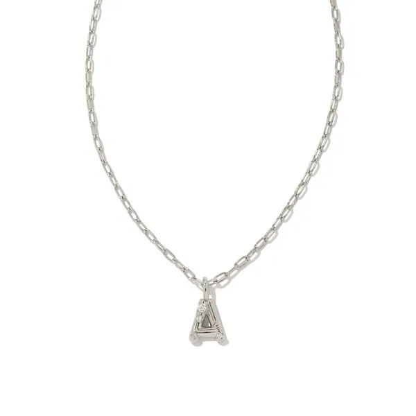 Kendra Scott Crystal Letter A Rhodium Pendant Necklace Lee Ann's Fine Jewelry Russellville, AR
