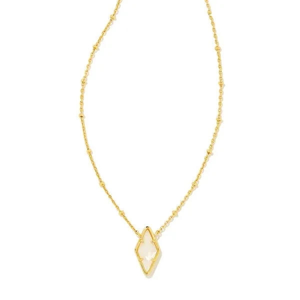 Kendra Scott Kinsley Gold Short Pendant Necklace In Ivory Mother Of Pearl Lee Ann's Fine Jewelry Russellville, AR