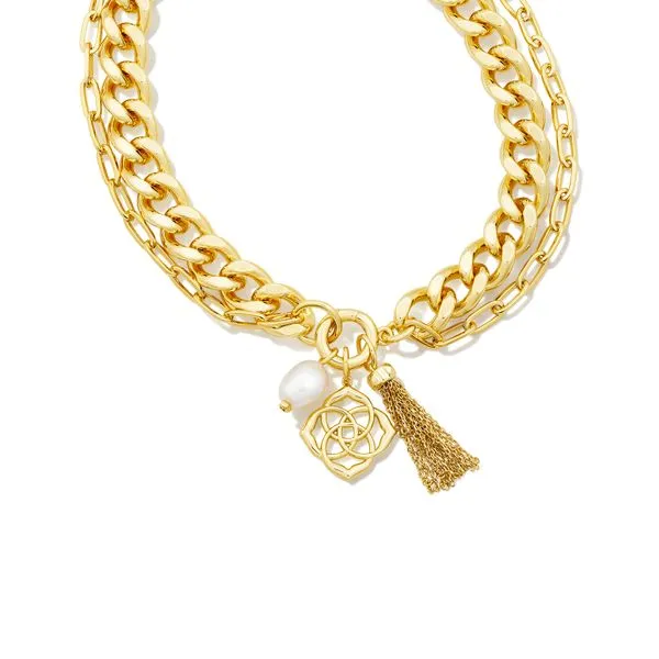 Kendra Scott White Pearl Gold Chain Necklace Lee Ann's Fine Jewelry Russellville, AR