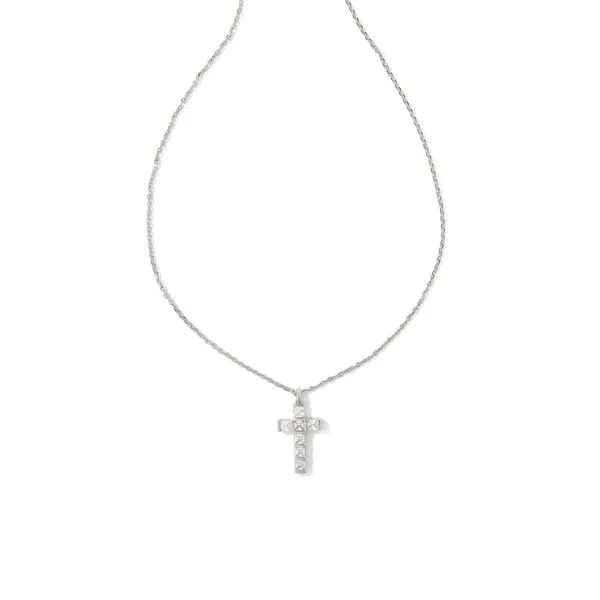 Kendra Scott White Crystal Cross Pendant Necklace Lee Ann's Fine Jewelry Russellville, AR