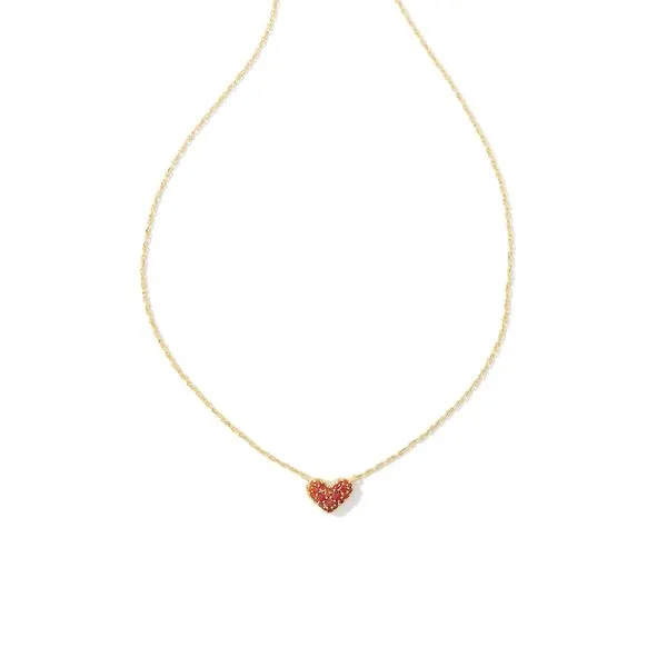 Kendra Scott Red Crystal Gold Heart Pendant Necklace Lee Ann's Fine Jewelry Russellville, AR