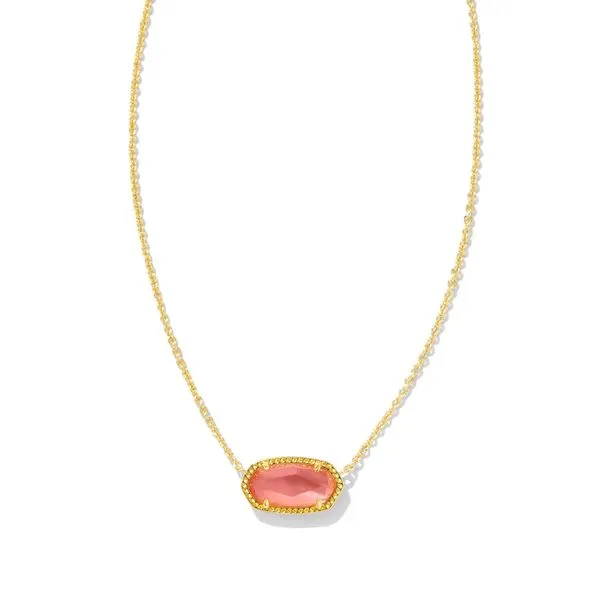 Kendra Scott Coral Pink Mother Of Pearl Gold Pendant Necklace Lee Ann's Fine Jewelry Russellville, AR