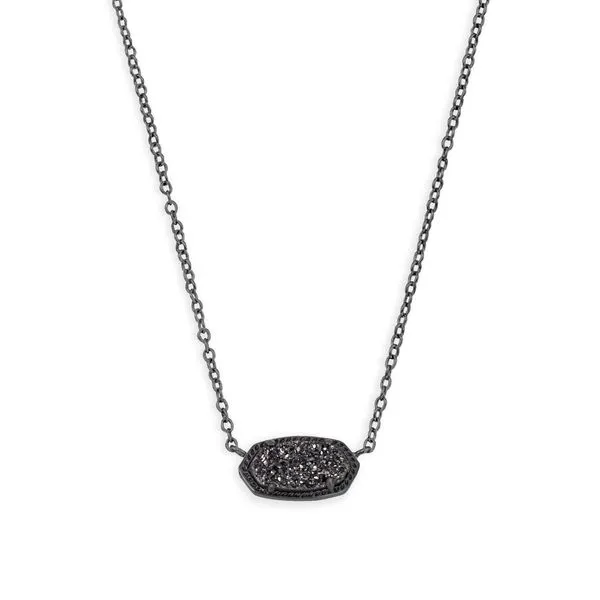 Gunmetal Pendant Necklace in Black Drusy Lee Ann's Fine Jewelry Russellville, AR