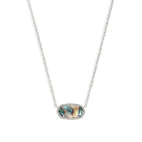 Rhodium Abalone Shell Pendant Necklace Lee Ann's Fine Jewelry Russellville, AR