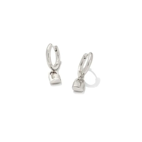 Kendra Scott Retired Rhodium Lock Huggie Earrings Lee Ann's Fine Jewelry Russellville, AR