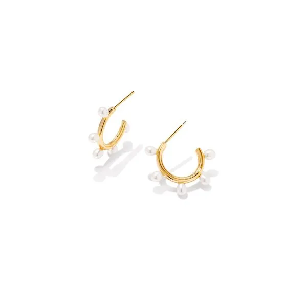 Kendra Scott Retired Leighton Pearl Huggie Gold Earrings Lee Ann's Fine Jewelry Russellville, AR