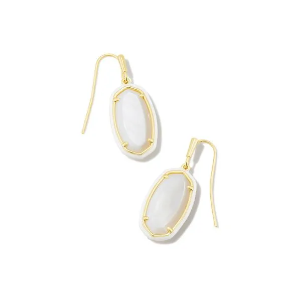Kendra Scott Retired White Mother Of Pearl Gold Drop Earrings Lee Ann's Fine Jewelry Russellville, AR