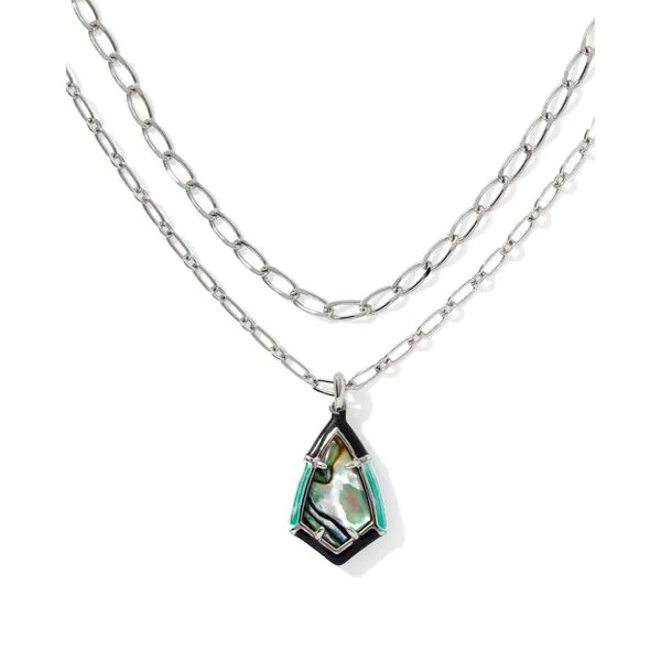 Kendra Scott Retired Camry Enamel Frame Rhodium Necklace Lee Ann's Fine Jewelry Russellville, AR